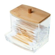 HANUUAZ Home Textile Transparent Acrylic Cotton Ball Pad Container, Used for Cotton Swabs (A)